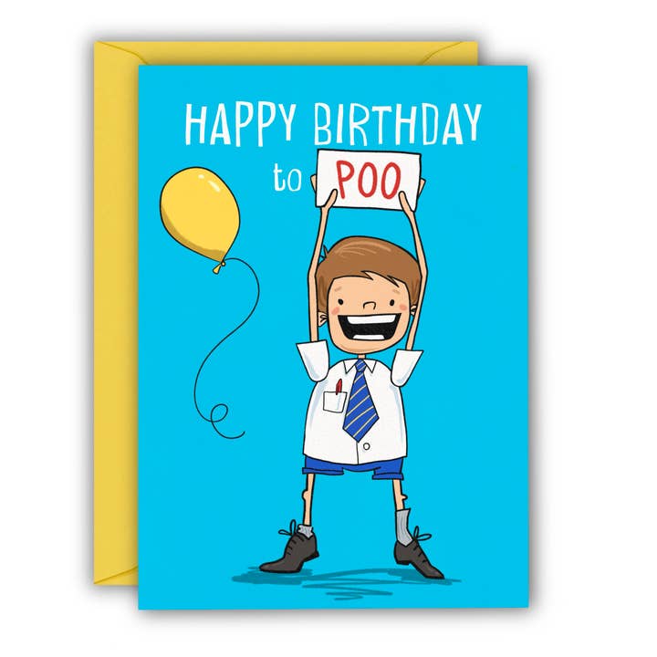 Funny Kid’s Birthday Card - Cheeky Poo Sign for wholesale by RUNNING WITH SCISSORS