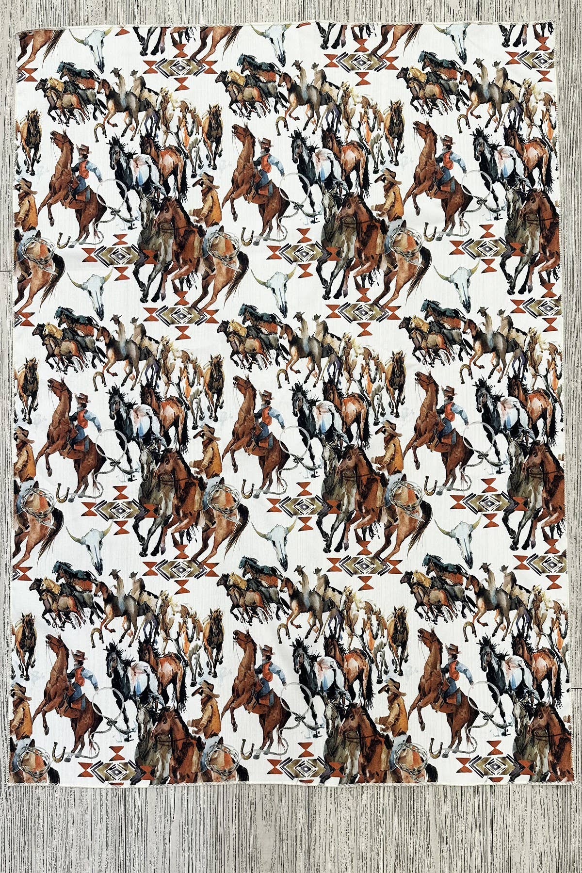 Nylon Apparel - Wholesale Scarf - Women's - SC-5992-Classic Western Gathering Horse Print Scarf3