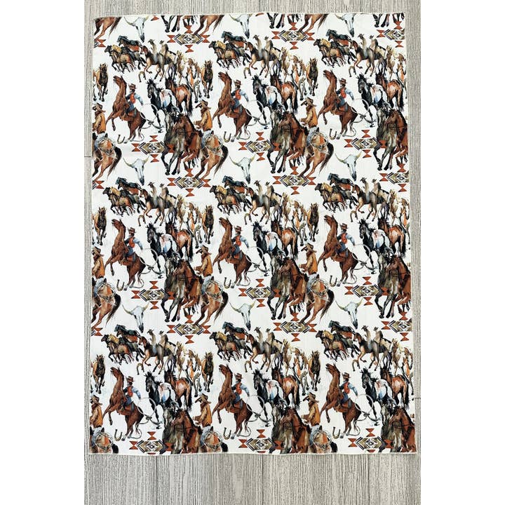 Nylon Apparel - Wholesale Scarf - Women's - SC-5992-Classic Western Gathering Horse Print Scarf3