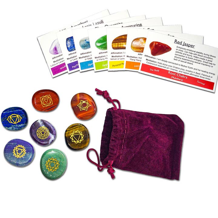 Deep Healing Light - Wholesale Spiritual Stone/Crystal - Chakra Stones, Engraved Symbols - Reiki Healing - Polished