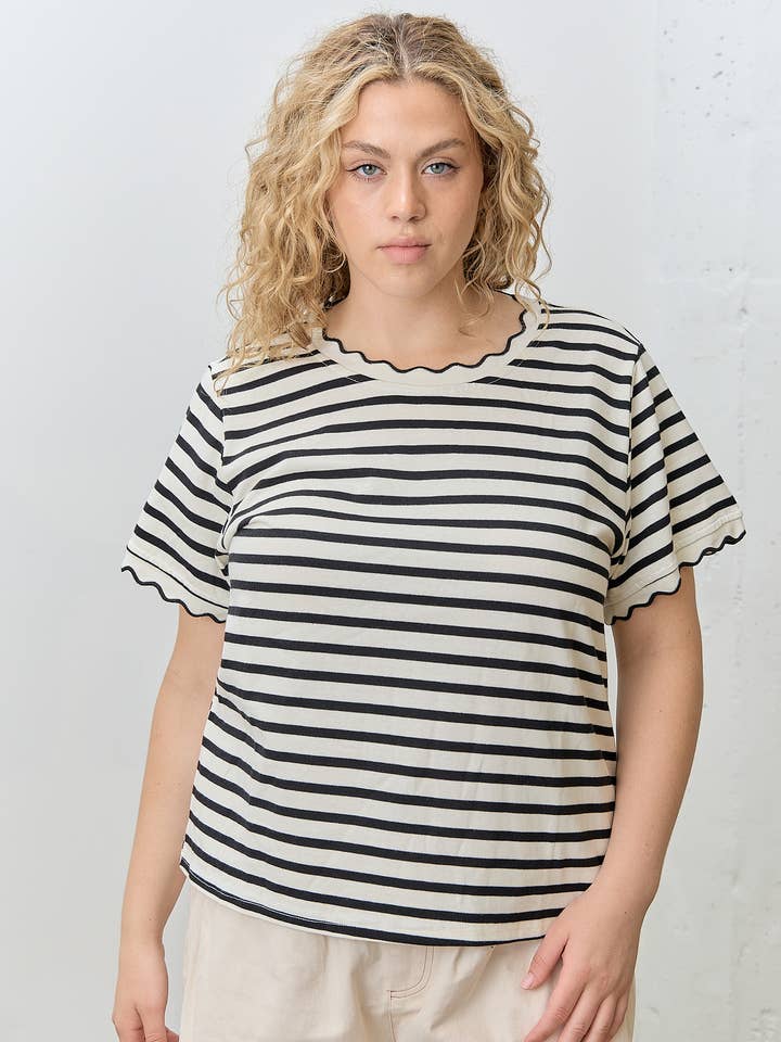 PLUS SIZE STRIPED TOP for wholesale by Polagram by Wellmade USA