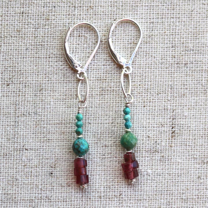 Turquoise en granaat oorbellen voor wholesale door LA DE DA Jewelry