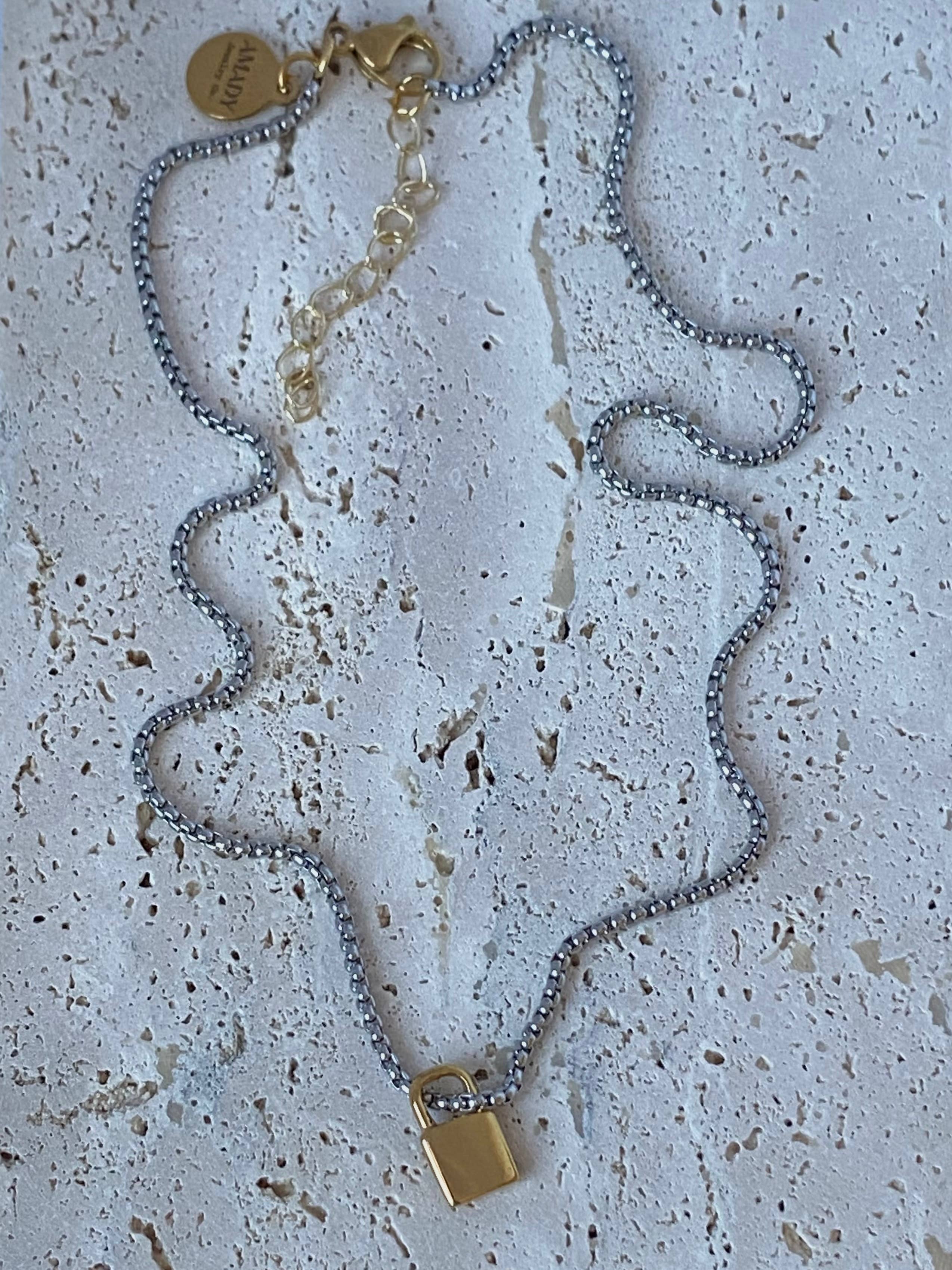 Amady Jewelry – wholesale Pendant/charm necklace – Silver or gold Padlock charm pendant necklace stainless stee8