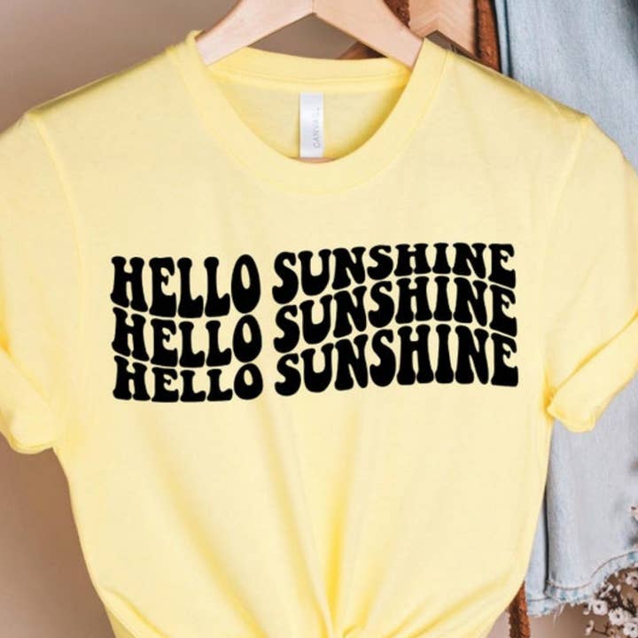 Camiseta gráfica Hello Sunshine por atacado de Londas Trendy Tees