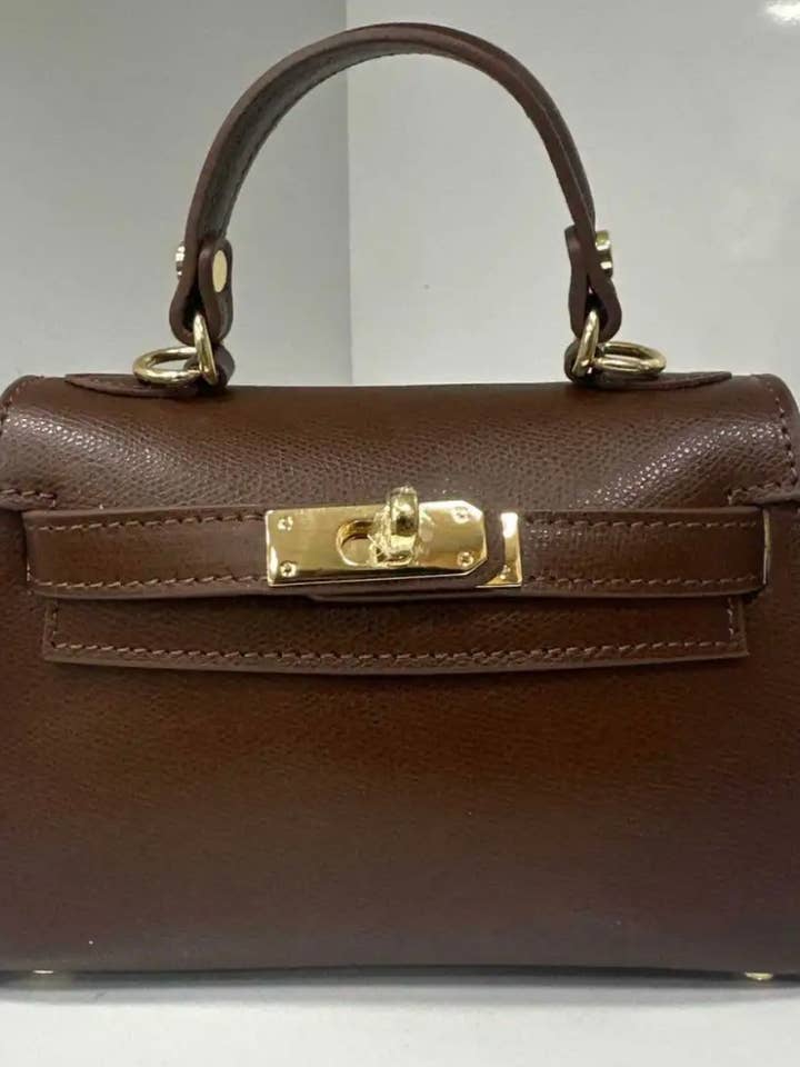 MELBCH Choco Small Italian Leather Structured Lock Bag for wholesale by JIJOU CAPRI