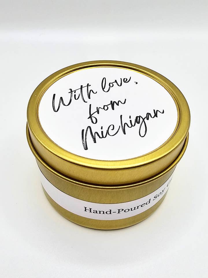 "With Love, From Michigan" 4oz Soy Candle for wholesale by 10 acre farm