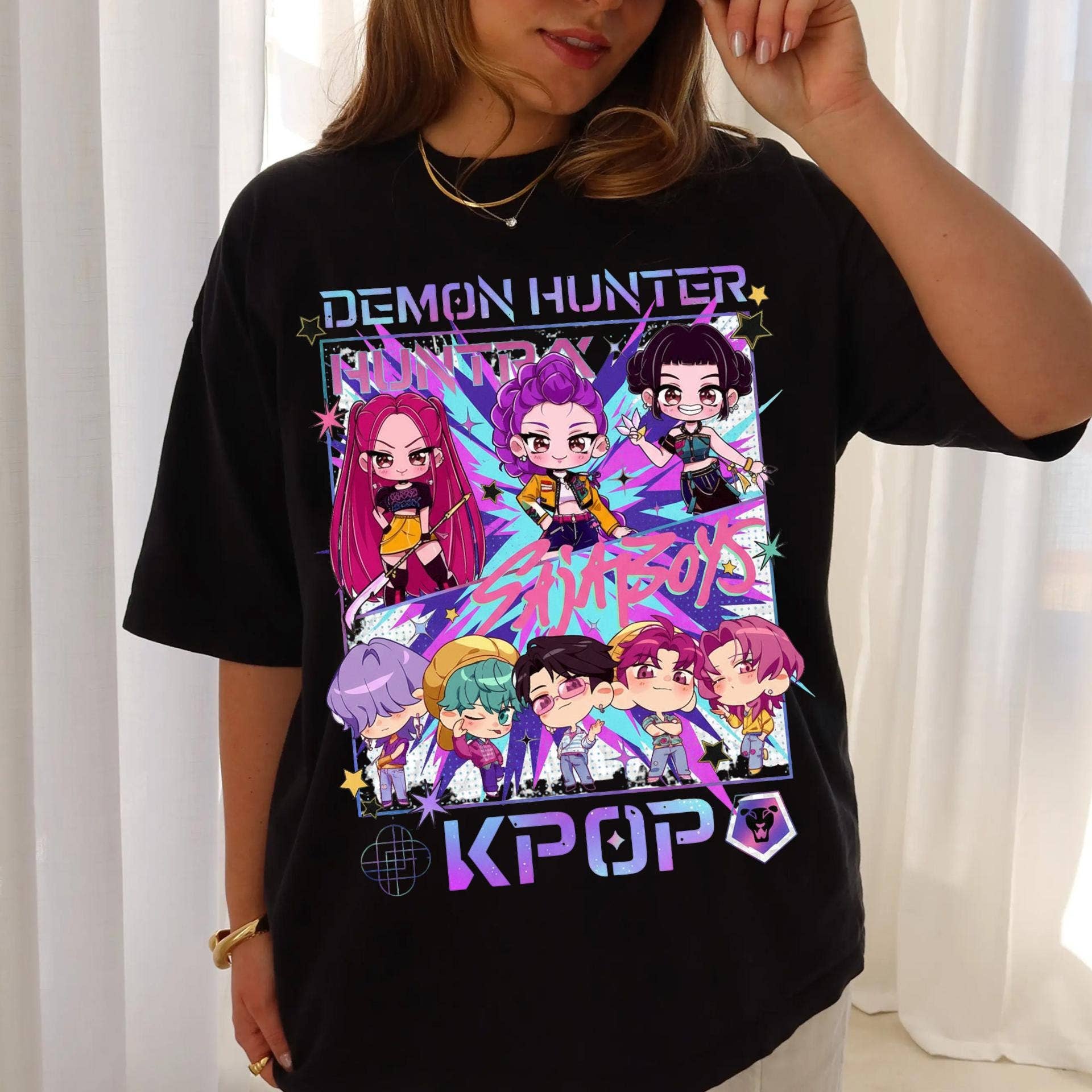 ClevorFit – wholesale Grafisk T-shirt - Unisex – Kpop Demon Hunters Comfort Colors T-shirt, Kpop Huntrix T-shirt3
