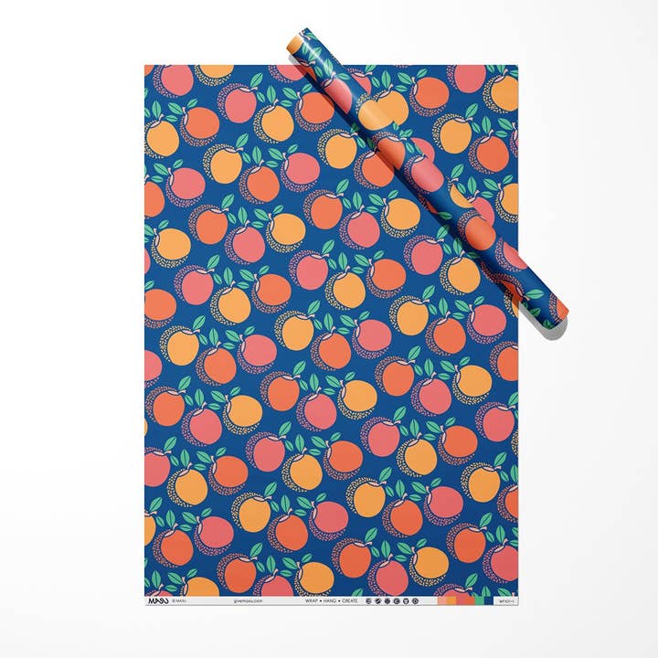 MASU - Wholesale Flat Wrap - Peach Party Fruit Recycled Wrapping Paper Sheet4