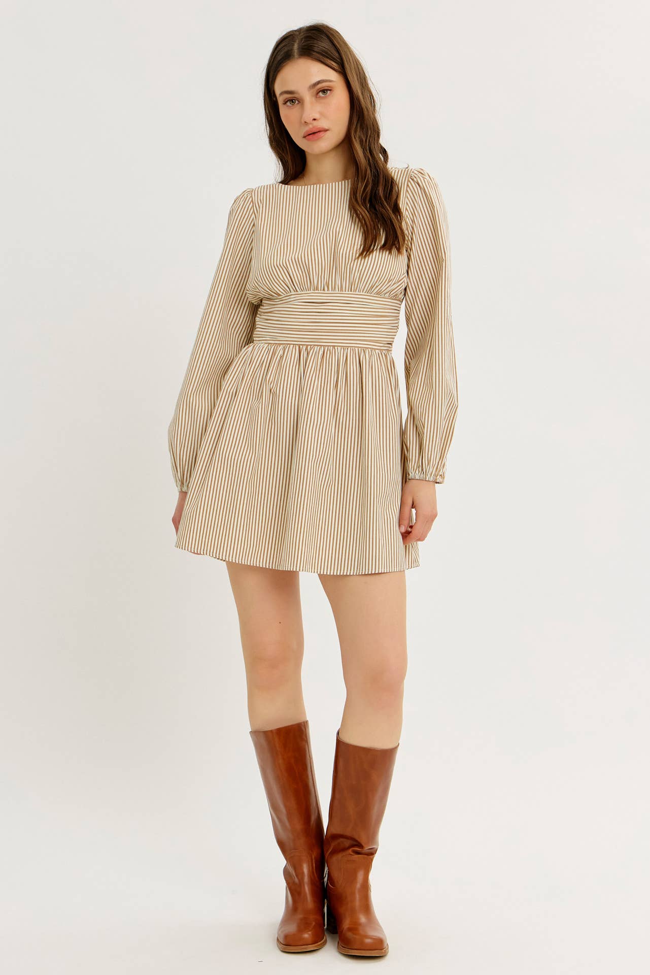 idem ditto - Vente Robe – femme - Mini-robe rayée charme avec dos ouvert dramatique et nœud oversize6