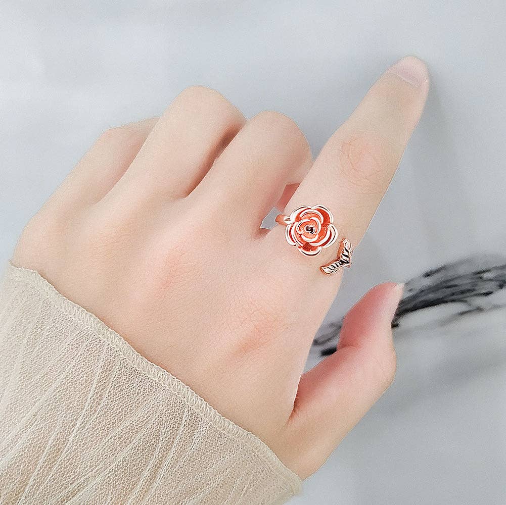 Perimade & Co. LLC - Wholesale Multi-Stone Ring - Rose Flower Anxiety Fidget Spinner Ring in Solid Copper3