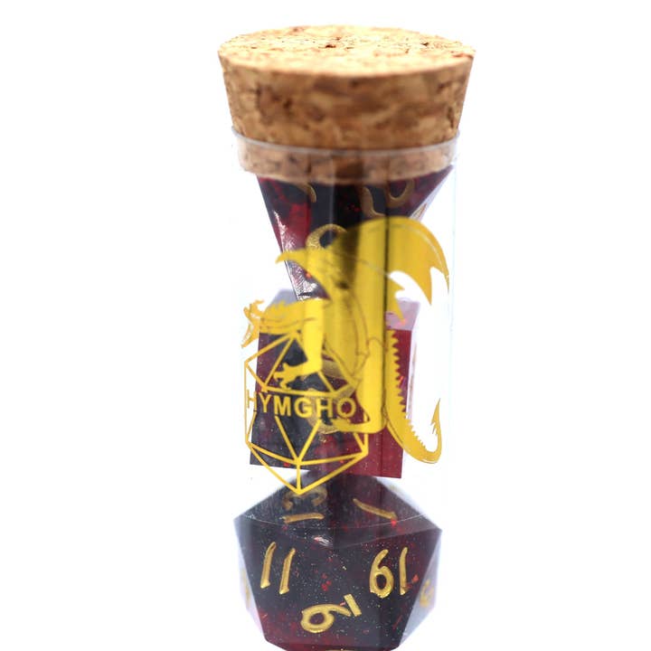 Hymgho Premium Dice - Wholesale Dice - Captured Magic Hand Sanded Sharp Edge Resin Dice - Red/Black2