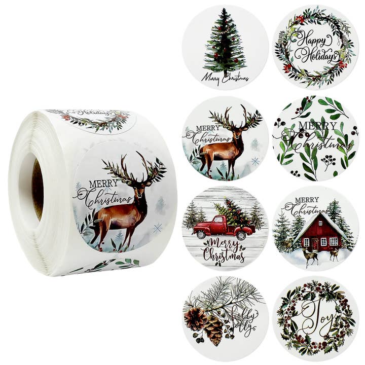 Wrapables Christmas Stickers Label Roll (500pcs), Holidays for wholesale by Wrapables.com