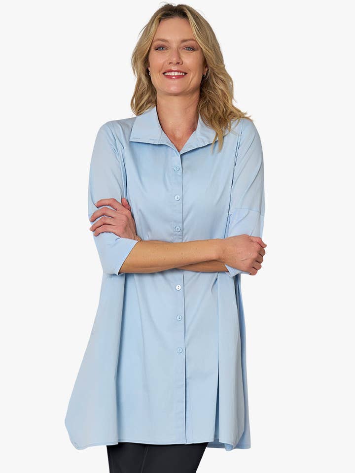 Stella Carakasi - Wholesale Tunic - Women's - Women's 3/4 Sleeve A-Line Cotton Poplin Tiburon Tunic Icon55