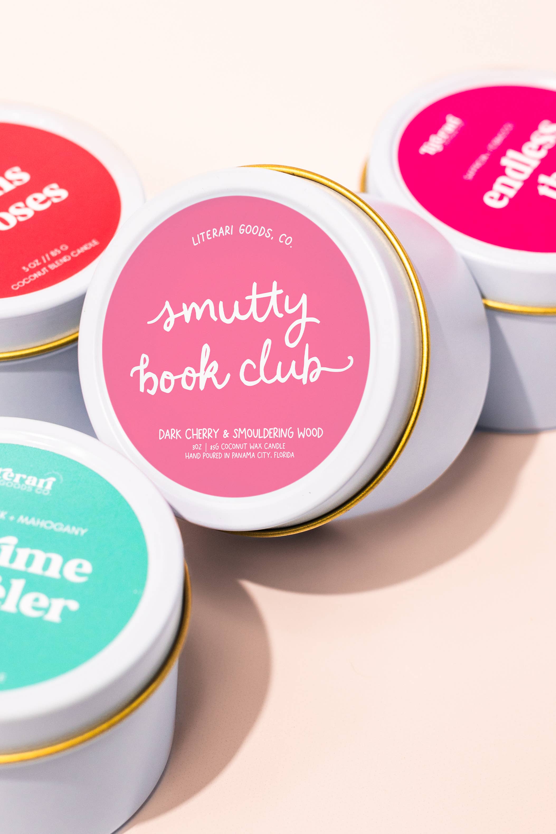 Literari Goods, Co | Book Themed Candles + Gifts - Wholesale Travel candles - Bookish Pink Valentine's Day Candle Gift - Smutty Book Club