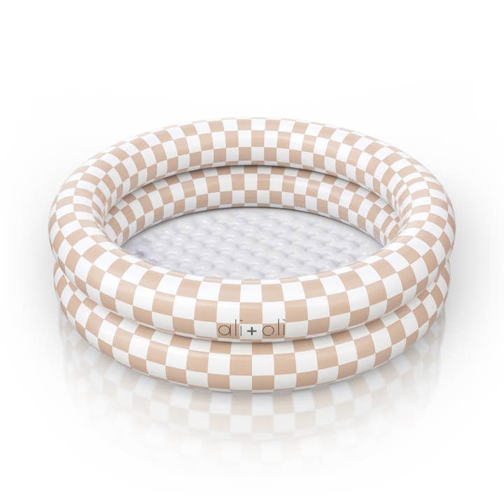Ali+Oli - Wholesale Inflatable Toy - Kids & Baby - Ali+Oli Two-Ring Inflatable Kiddie Pool (Tan Checkers)