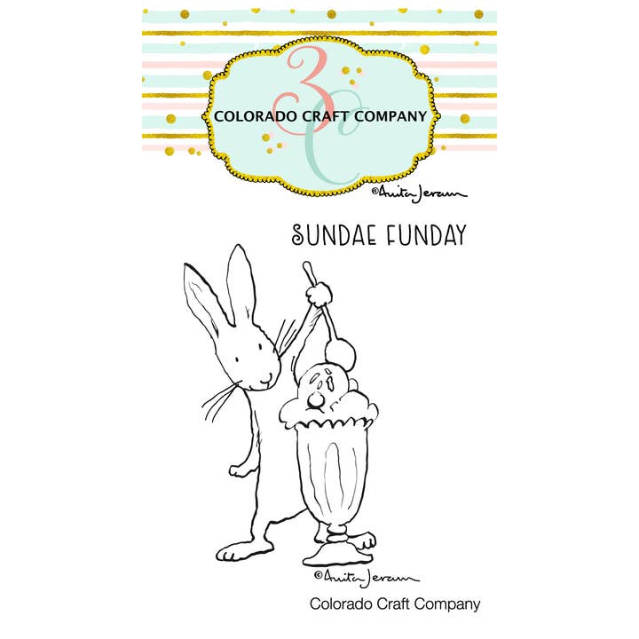 Colorado Craft Company - Wholesale Rubber/Decorative Stamp - AJ485 Anita Jeram ~ Sundae Funday Mini Stamps