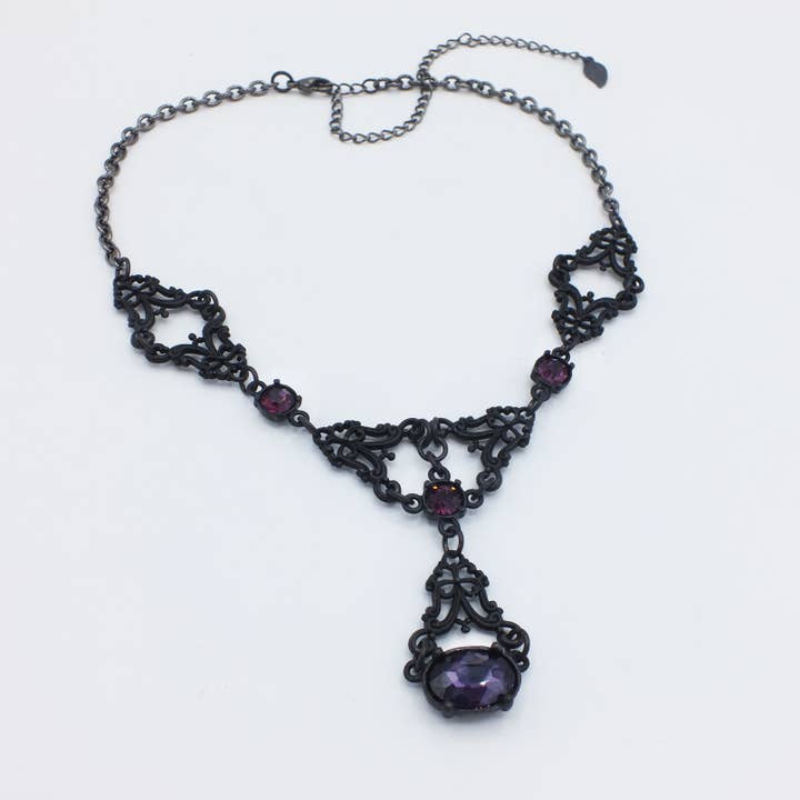 Victorian Gate, Round Crystal & Oval Crystal Necklace for wholesale by Fizz