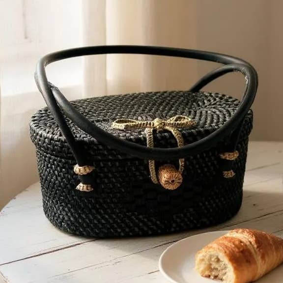 Mini Woven Rattan Top Handle Bag – Chic Boho Petite Purse for wholesale by Handicraft Heaven