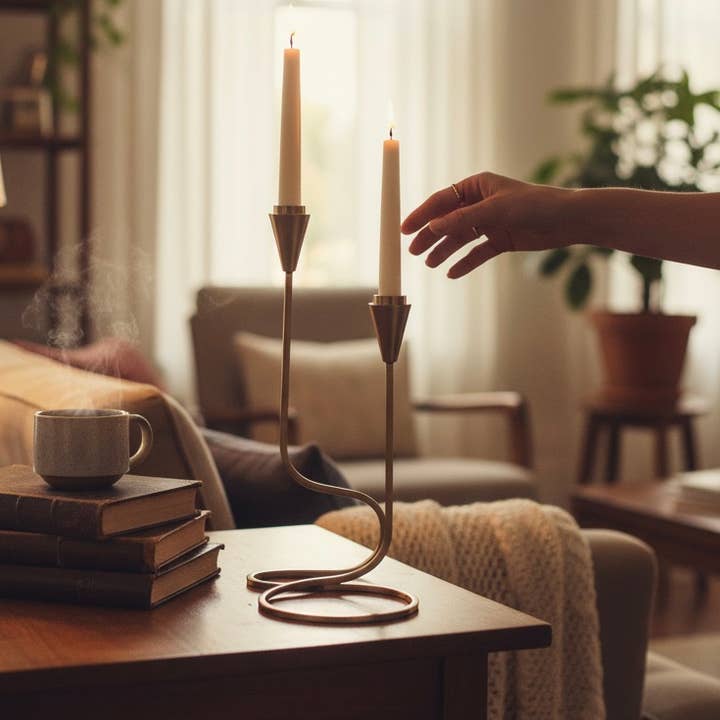 Made Market Co. – Engroshandel Lyseholder – Guld Loop Taper Lysestage1