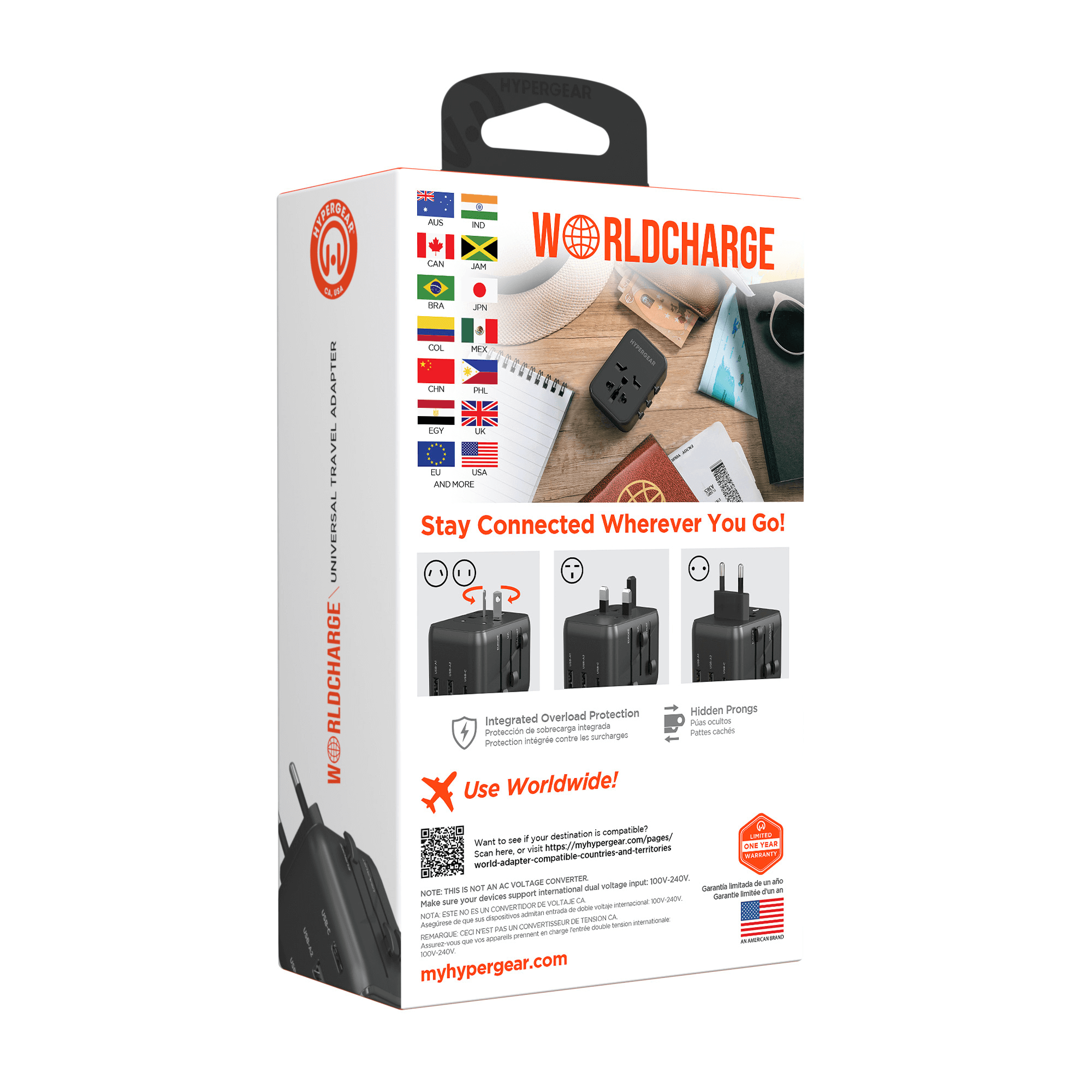 JupiterGear Home – wholesale Strömadapter – HyperGear WorldCharge Universell Reseadapter med USB-C10