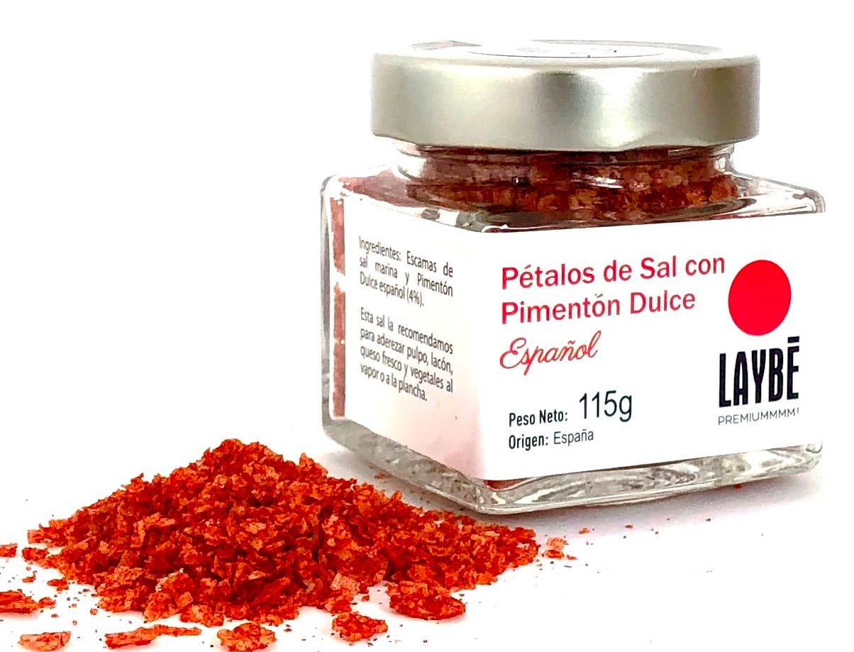 NATURESPECIAS, C.B. - Vente Épices séchées - Bocal en verre Pétales de sel avec paprika espagnol doux 115g0