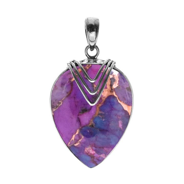 Pendente violeta púrpura Mohave com sobreposição de chevron por atacado de Kali Ma Designs - Sterling Silver Jewellery