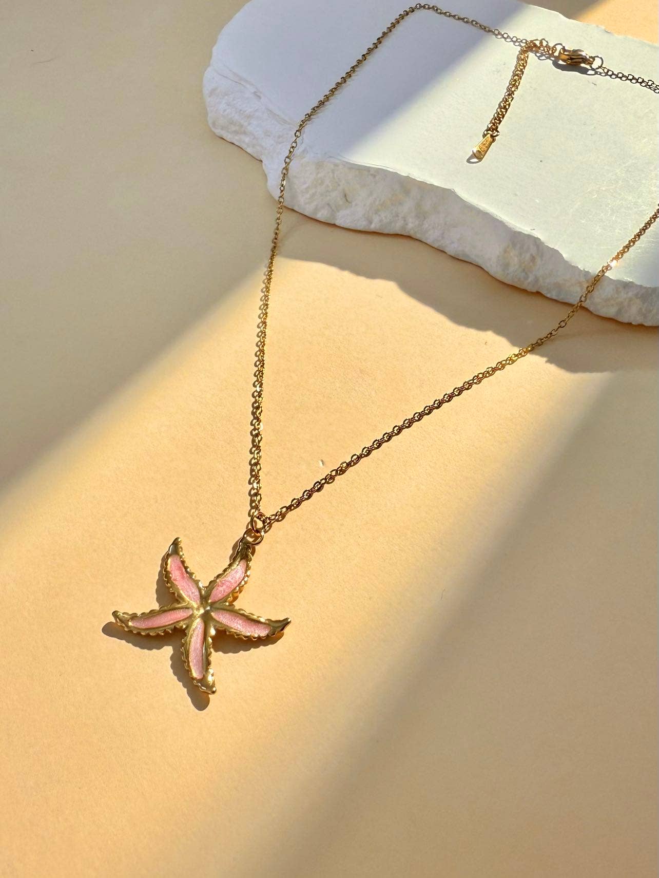 COSMOS - Wholesale Pendant/Charm Necklace - Stainless steel necklace with gold enamel starfish1