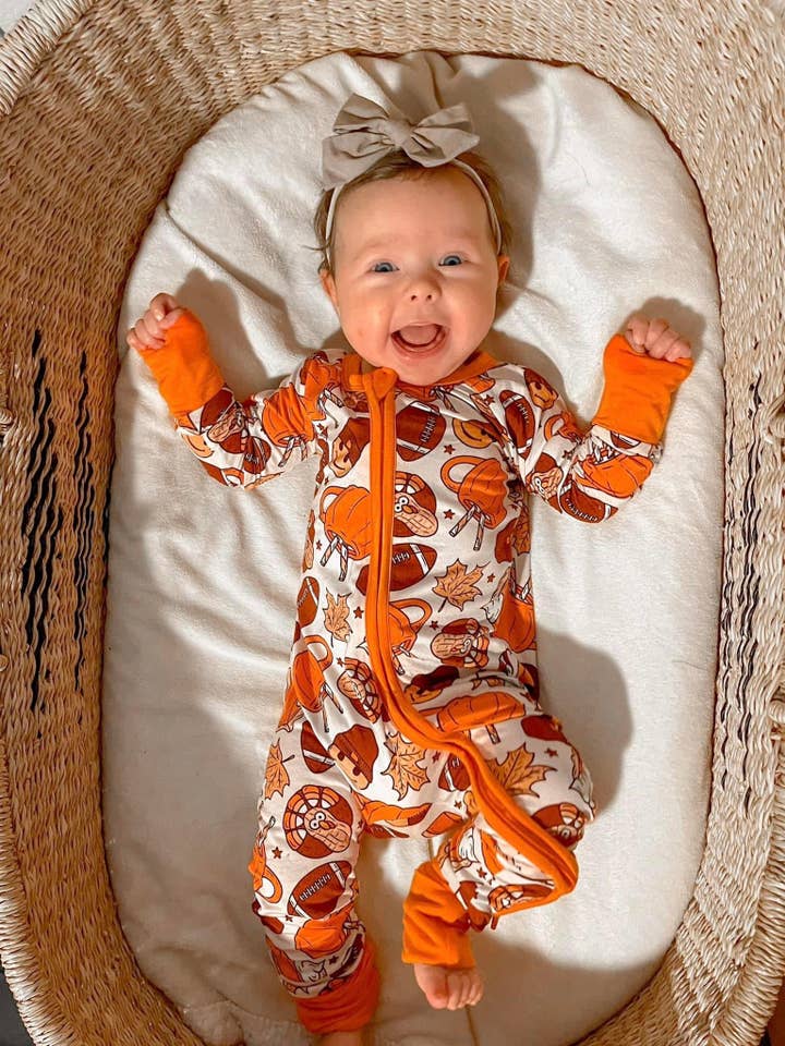 COOL FALL BAMBOO CONVERTIBLE ZIP ROMPER for wholesale by Ducky Dreams