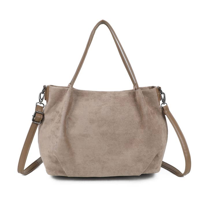 Ellas Trading - Wholesale Shoulder Bag - Women's - Faux Suede Shoulder Tote Bag Detachable Crossbody Strap5