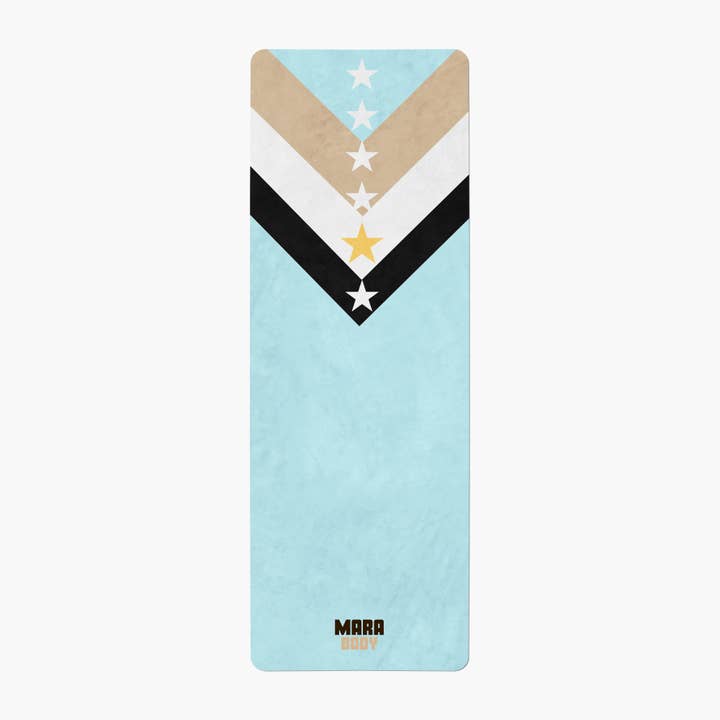 LUCKY - Wellness Yoga Rug Mat. Blue Modern Print Vegan Suede Yoga Mat. for wholesale by MARA BODY - Yoga Mats, Pilates Reformer Mats & Yoga Towels