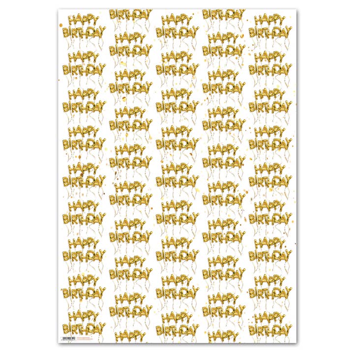 Brainbox Candy - Wholesale Flat Wrap - Lovely Gift Wrap Happy Birthday Blooney by Brainbox Candy