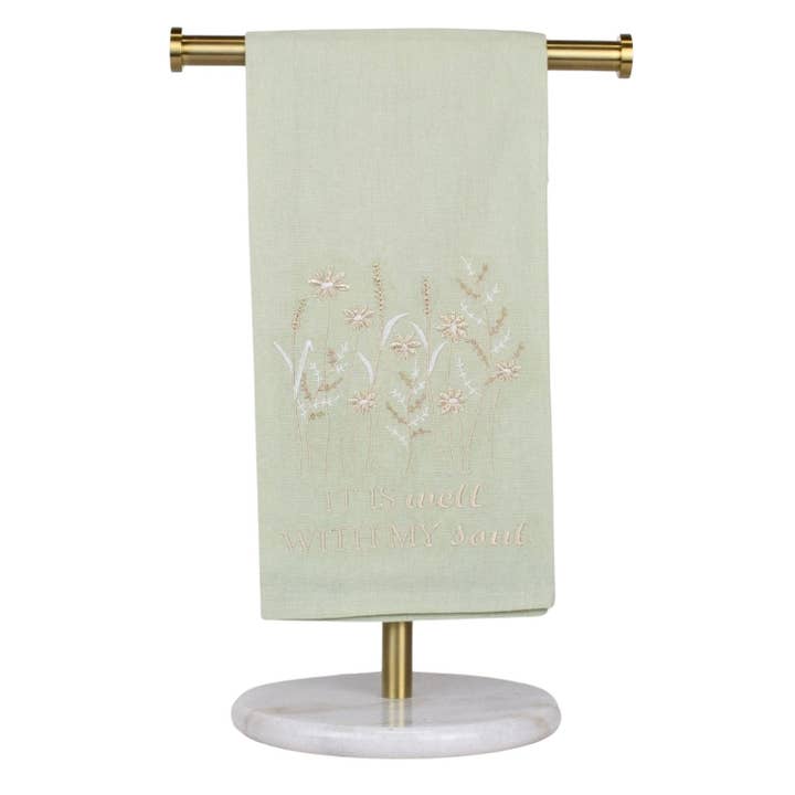 Toalla de Mano Bien con mi Alma Verde/Crema 20x28 para venta al por mayor de The Royal Standard