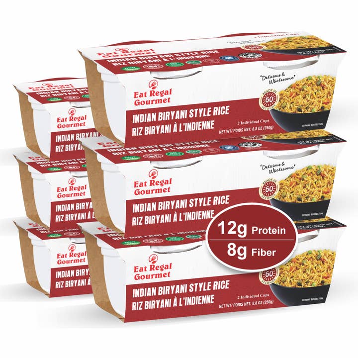 Regal Kitchen Foods - Wholesale Rice - Indian Biryani Rice Cups, 8.8oz, Pack of 6