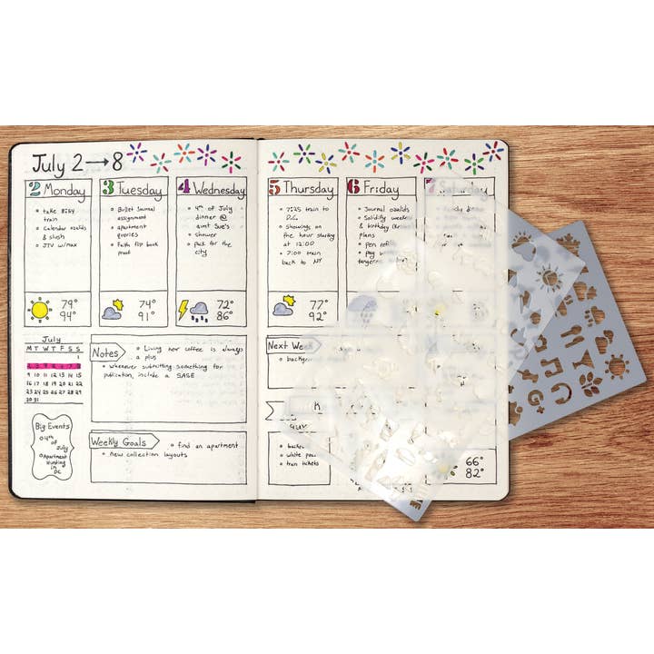 Peter Pauper Press - Wholesale Stencil/Craft Die - Essentials Dotted Journal Stencil Set14