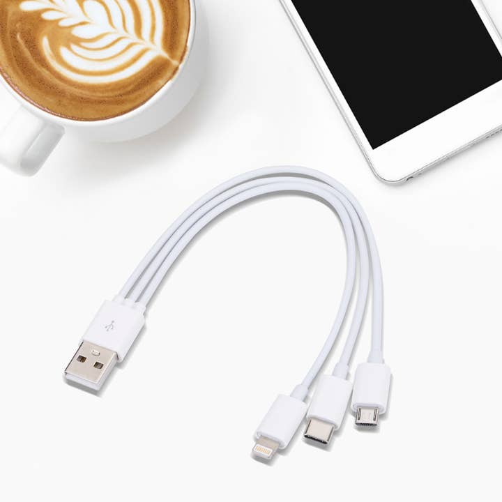 Ellie Rose - Wholesale Charging Cable - 3-in-1 Charging Cable - White Mini5