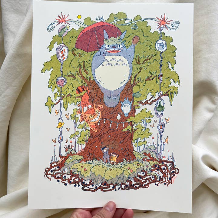 Natalie Andrewson – wholesale Art print – Totoro Small Riso Print