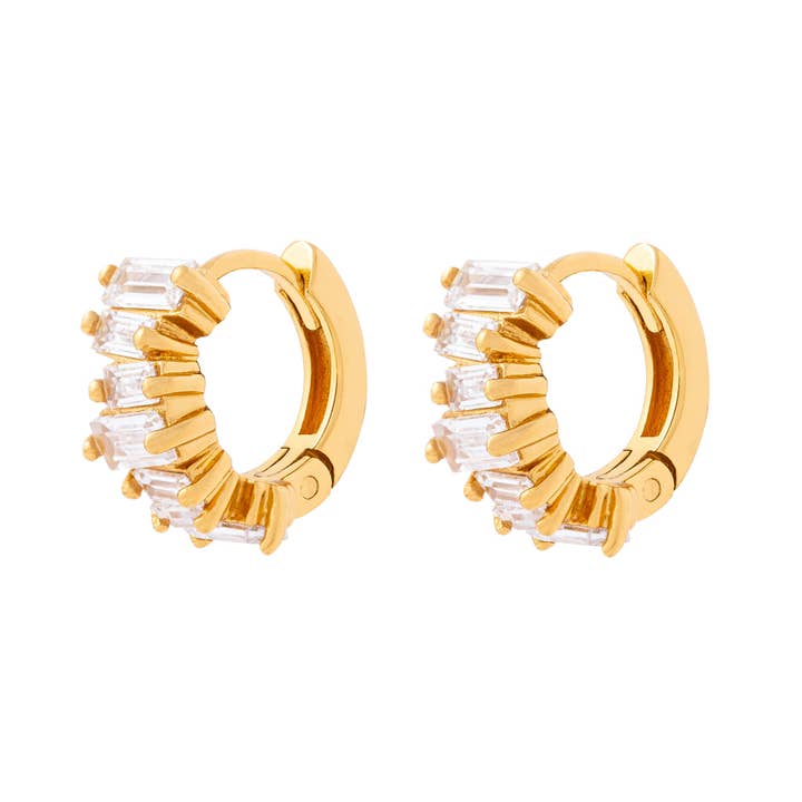 Crystal Baguette Huggies Guld for engroshandel hos Cartilage Cartel Ltd