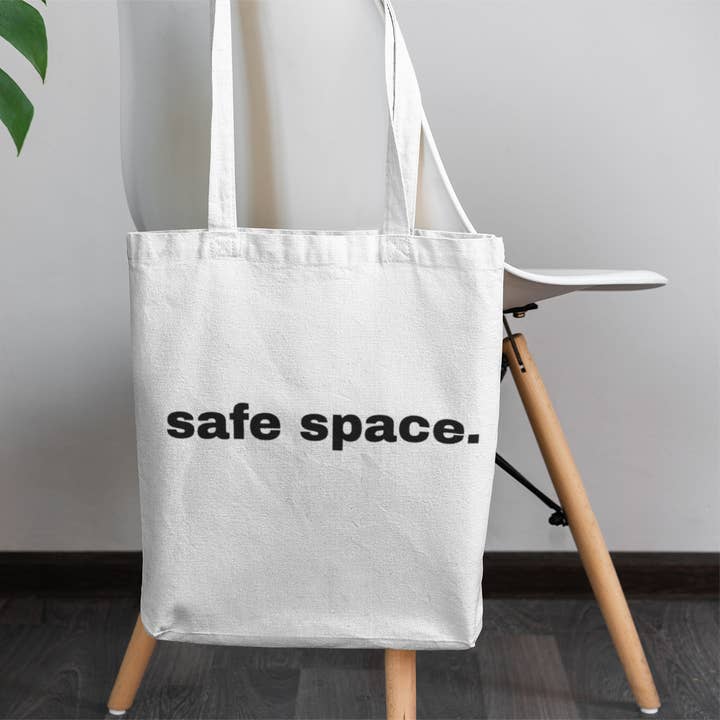 Safe Space Ally Tote Bag | Pride Month Cotton Tote | LGBTQ+ for wholesale by After Five Designs