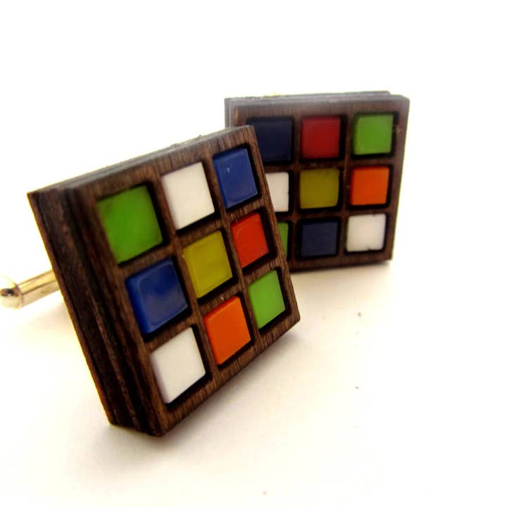 Boutons de manchette laser inspirés du Rubik's Cube pour la vente par Working Clasp