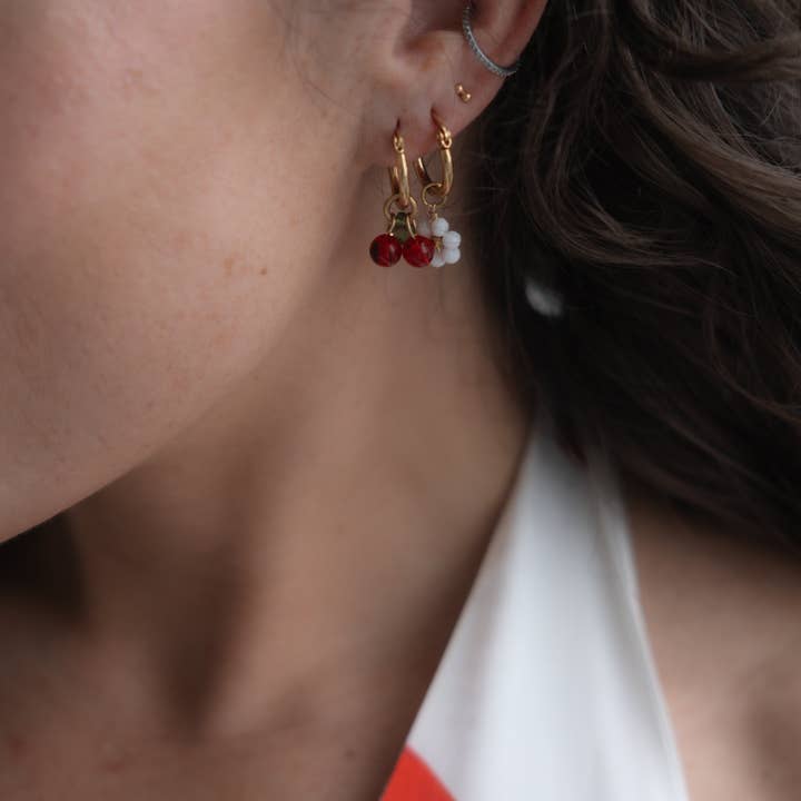 Jenny Be Free - Wholesale Hoop Earrings - Hoops: Charming Cherries