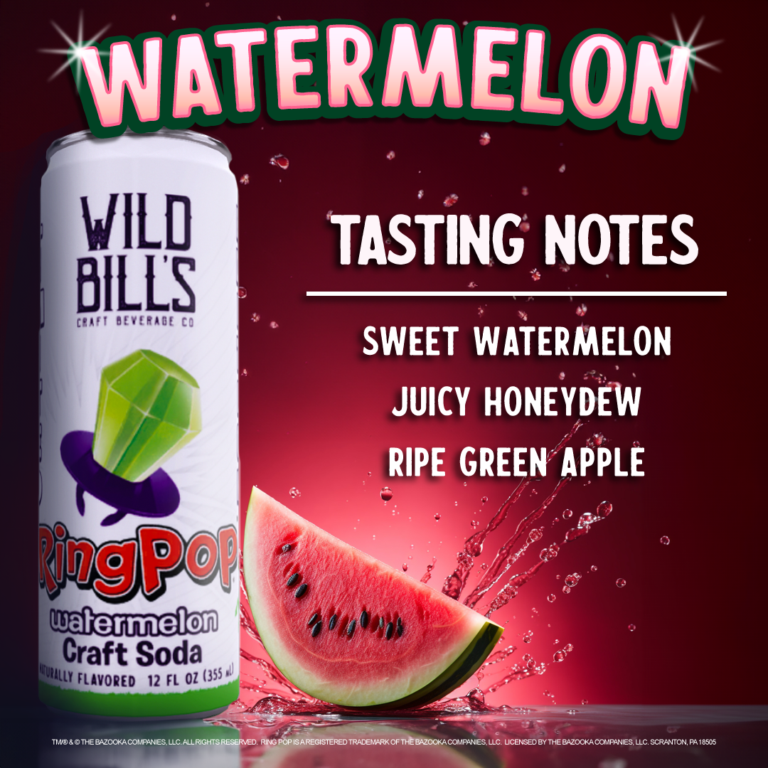 Wild Bill’s Craft Beverage Co. - Wholesale Soda/Carbonated Drink - Ring Pop Soda Watermelon Pure Cane Sugar, 12-Pack, Cans4