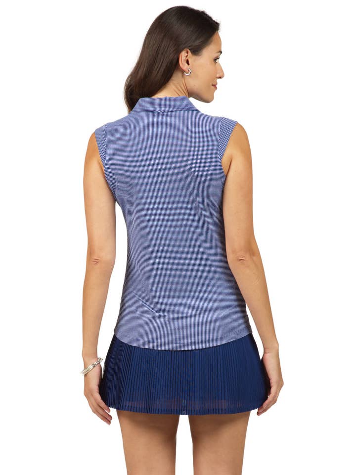 IBKÜL - Wholesale Polo - Women's - Mini Check Print Sleeveless Polo – 14754