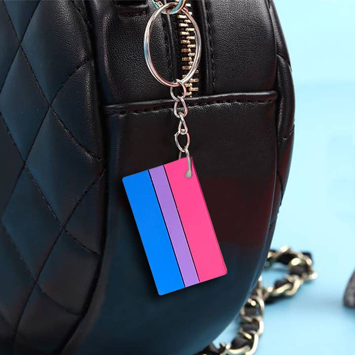 The Awareness Company - Wholesale Keychain - Unisex - Bisexual Pride Flag Silicone Keychains3