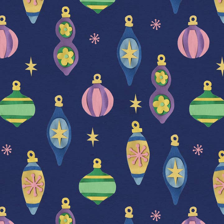 Vintage Christmas Tree Ornament gift wrap for wholesale by LOU & LUCY PAPER GOODS