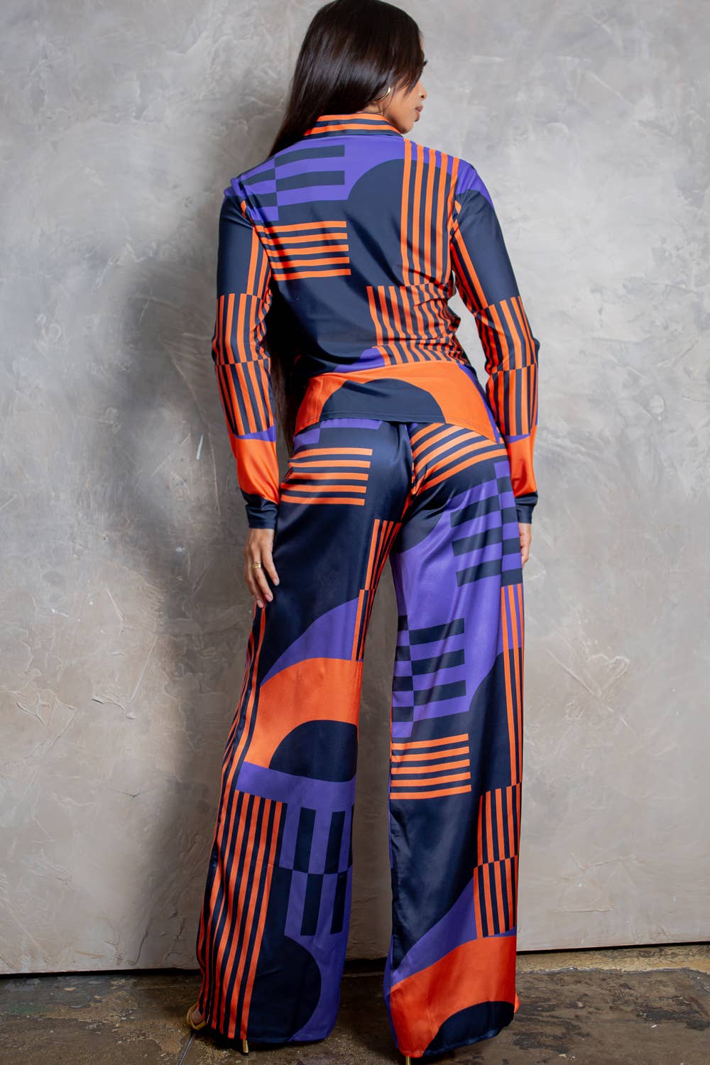 Her Bottari - Wholesale Top & Pant Set (NOT Loungewear) - Women's - BT5833-SET_Button Up Shirt and Wide Pants Set-BROWN10