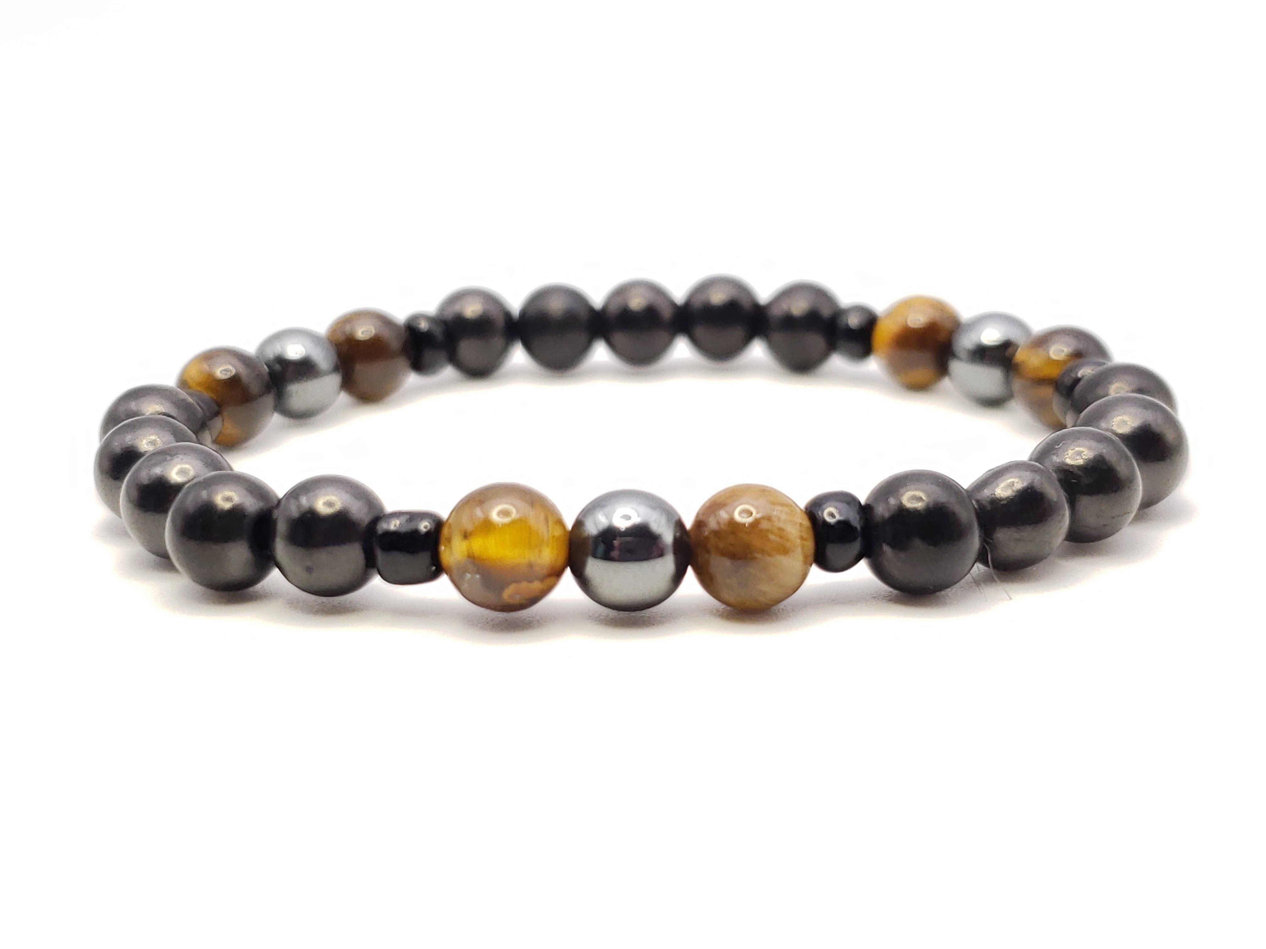 Karelia Creations - Wholesale Beaded Bracelet - Triple Protection Bracelet | 8mm Shungite Hematite TigersEye10