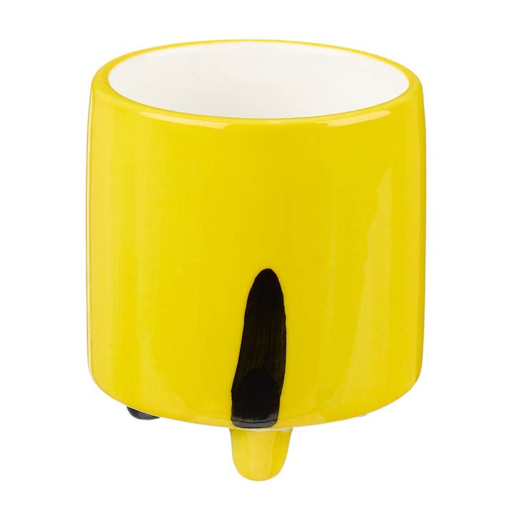 Other Lovely Things - Wholesale Plant Pot - Small cermaic yellow planter with black cat illustration1
