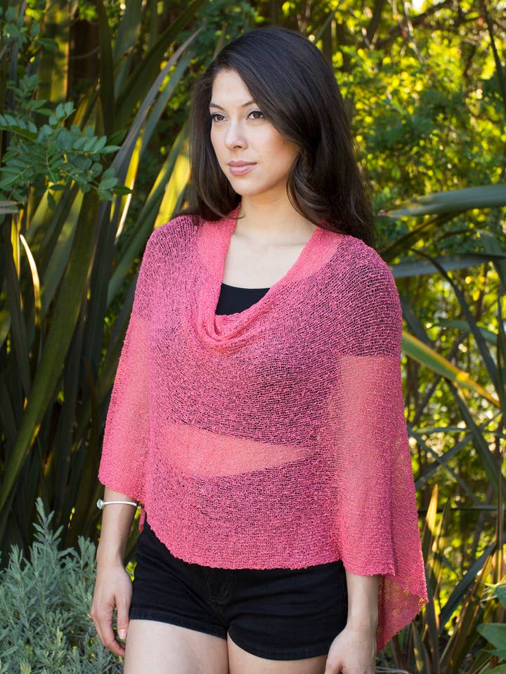Summer Shrug Knit Poncho Shawl- Boho Cover for Dress in Cora for wholesale by Bali Prema