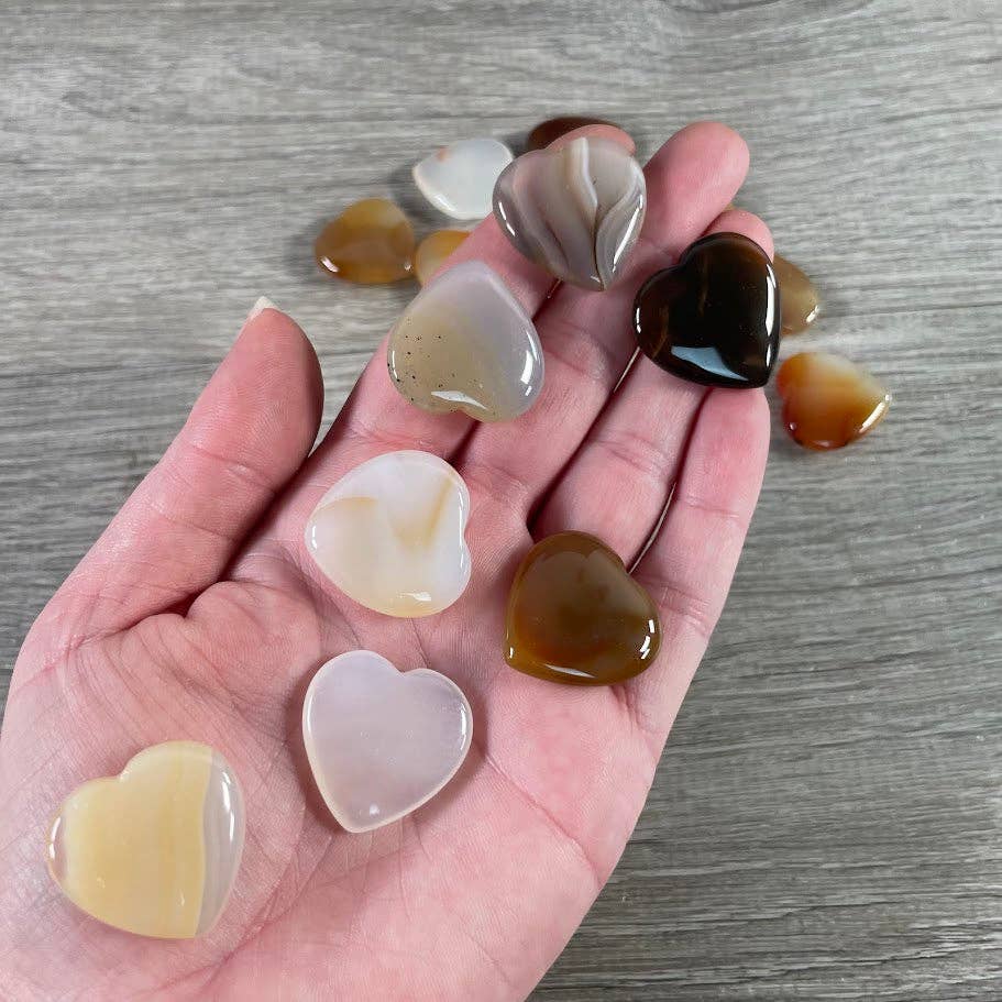 Keystone Crystals - Wholesale Spiritual Stone/Crystal - Gemstone Flat Heart Carvings 1-Inch  – Bulk Crystal Hearts10