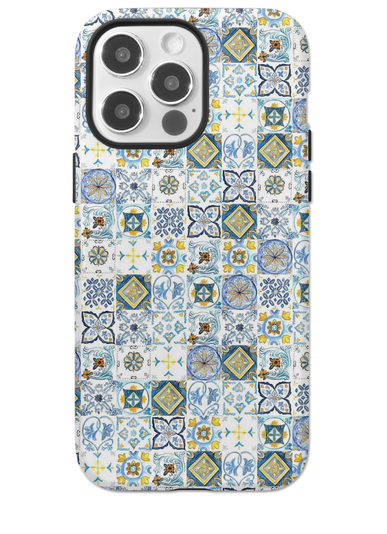 Fox & Willow Design Studio – Großhandel Handyhülle – Damen – Handyhülle aus toskanischen Keramikfliesen0